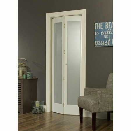 PARCHE 24 x 80 in. Full Glass Frosted Bifold Door, Unfinished Pine PA3568706